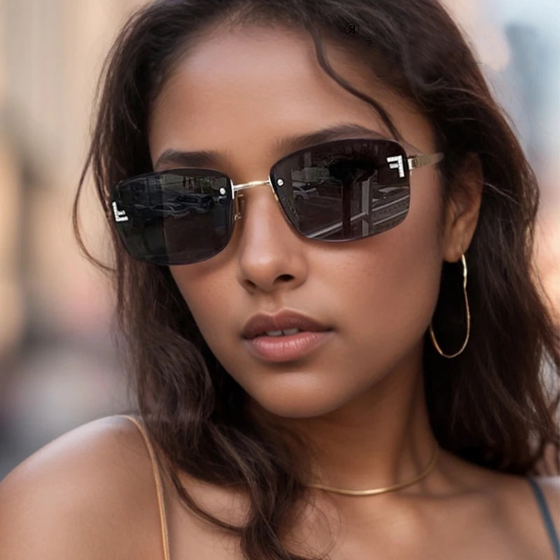 Designer Fashion Square Rimless UV400 Protection Unisex Sunglasses